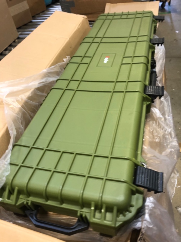 Photo 2 of 53 Inch Eylar Roller Tactical Rifle Hard Case with Foam, Mil-Spec Waterproof Crushproof, Two Rifles Or Multiple Guns, Pressure Valve with Lockable Fittings Green