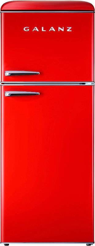 Photo 1 of 10.0 cu. ft. Retro Top Freezer Refrigerator with Dual Door True Freezer, Frost Free in Red
