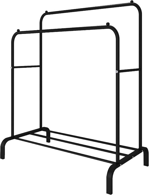 Photo 1 of UDEAR Garment Rack, 43.3 Inches Freestanding Double Rod Clothing Racks for Hanging Clothes,Black
