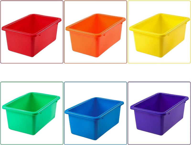 Photo 1 of 12 Pieces Plastic Cubby Bins Office Kids Storage Container Kids Toy Storage Organizer Bins