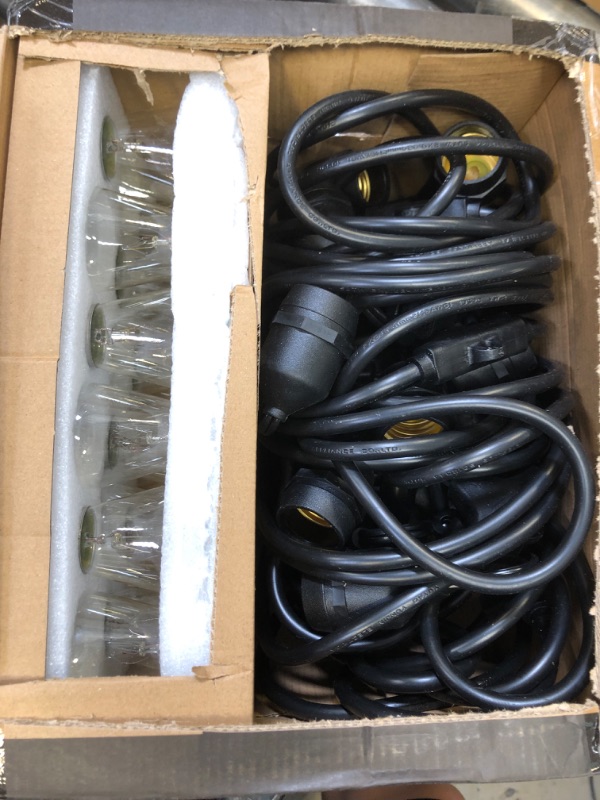 Photo 1 of addlon 48 FT Outdoor String Lights Commercial Grade Weatherproof Strand, 18 Edison Vintage Bulbs(3 Spare), 15 Hanging Sockets, ETL Listed Heavy-Duty Decorative Christmas Lights for Patio Garden 48FT Black