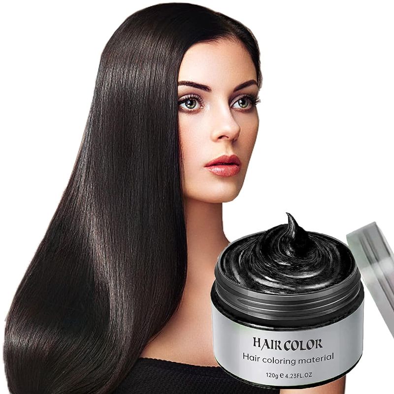 Photo 1 of Acosexy Black Hair Dye Temporary Hair Color Wax,4.23oz Instant Hairstyle Mud Cream, Natural Hair Coloring Wax Material Disposable Hair Styling Clays Ash for Cosplay,Party,Masquerade, Halloween.etc (Black)
