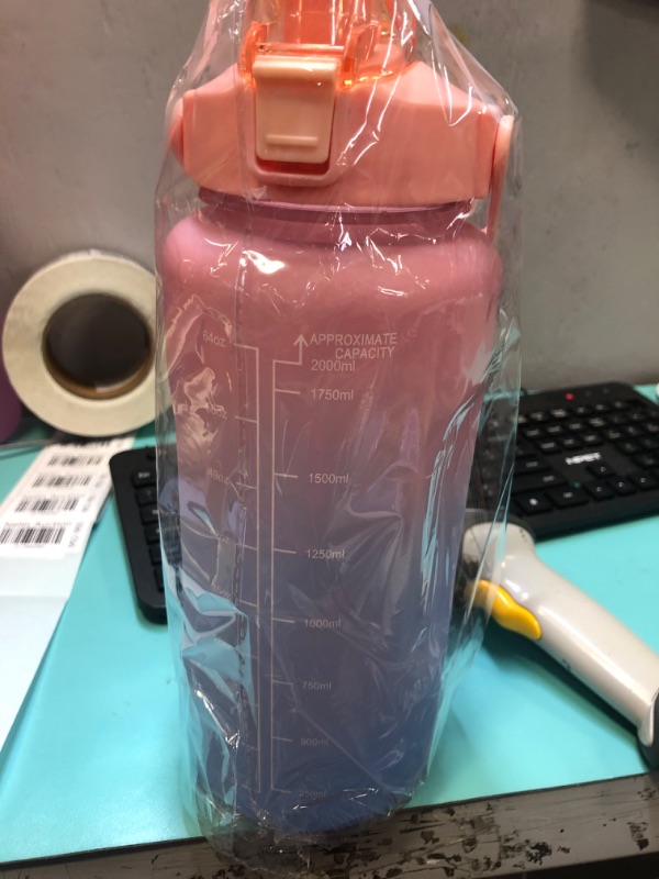 Photo 1 of 64 oz (2L) Motivational Water Bottle (Pink/Purple)