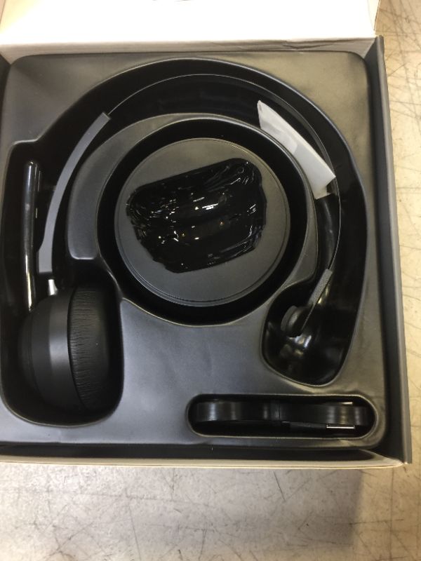 Photo 2 of Mopchnic Bluetooth Headset, Wireless Headset with Upgraded Microphone AI Noise Canceling, On Ear Bluetooth Headset with USB Dongle for Office Call Center Skype Zoom Meeting Online Class Trucker