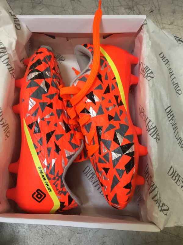 Photo 2 of DREAM PAIRS Boys Girls Soccer Cleats Kids Football Shoes 2 Little Kid Orange/Dark/Grey/Yellow