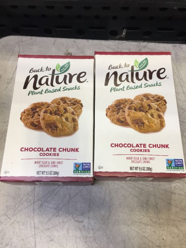 Photo 2 of 2 PACK -Back to Nature Cookies, Non-GMO Chocolate Chunk, 9.5 Ounce Chocolate Chunk Cookies- BEST BY- 09/2023