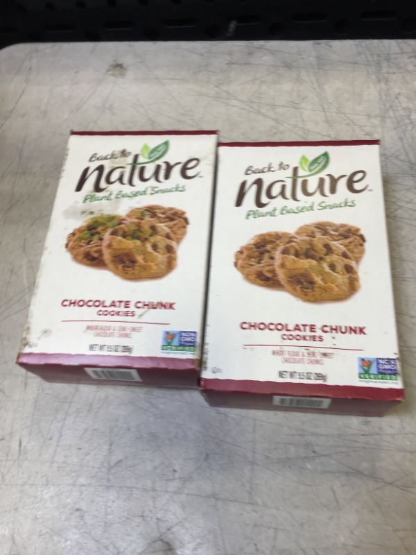 Photo 2 of 2 PACK- Back to Nature Cookies, Non-GMO Chocolate Chunk, 9.5 Ounce Chocolate Chunk Cookies- BEST BY- 09/2023