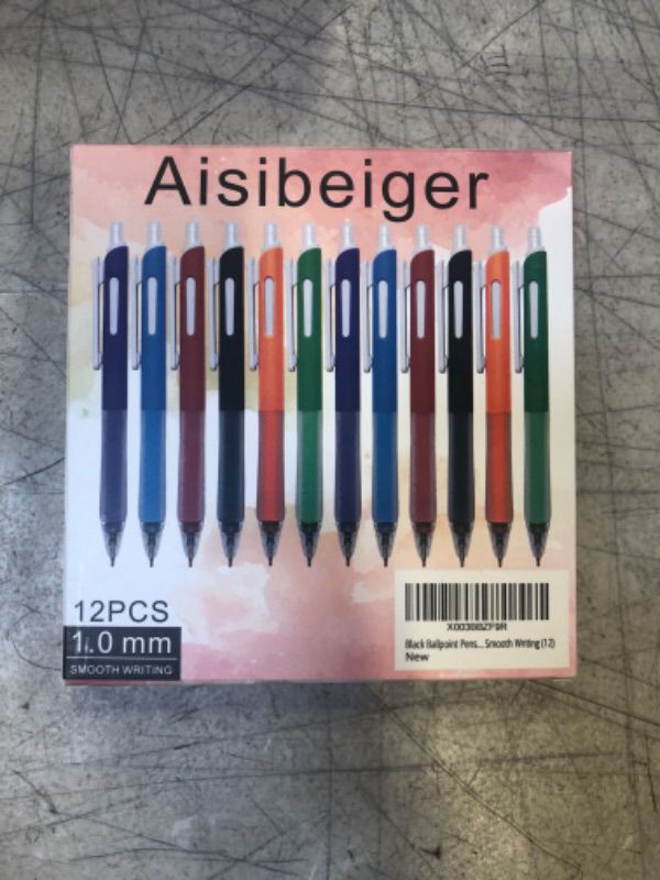 Photo 2 of Aisibeiger Black Ballpoint Pens Ball Point Ink 1.0mm Medium Point Pen with Comfortable Grip Smooth Writing (12 pack)