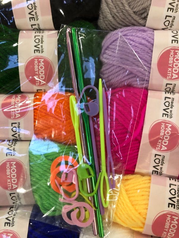 Photo 4 of Crochet Yarn Kit for Beginners Adults and Kids, Includes 1650 Yards 30 Colors Acrylic Skeins, User Manual, Hooks, Pink Bag etc, Make Amigurumi & Crocheting Projects, Starter Set for Professionals