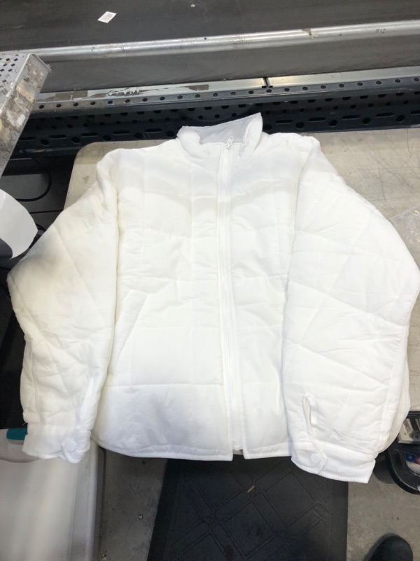 Photo 2 of KYL Women's Quilted Lightweight Puffer Jacket Spring and Winter Zip Up Padded Coat X-Small White