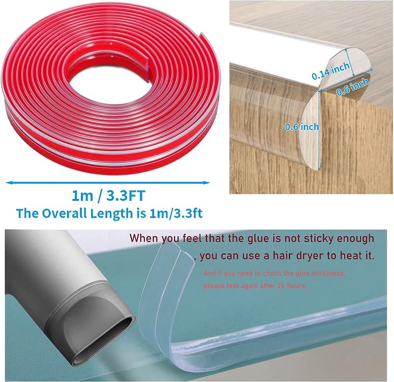 Photo 1 of Baby Proof Corners and Edges,Edge Protector Strip Clear, 6.6ft Silicone PVC Pre-Tape Adhesive with 8 psc Baby Proofing Corner Protectors for Against Sharp Corners of Cabinet Table Drawer
