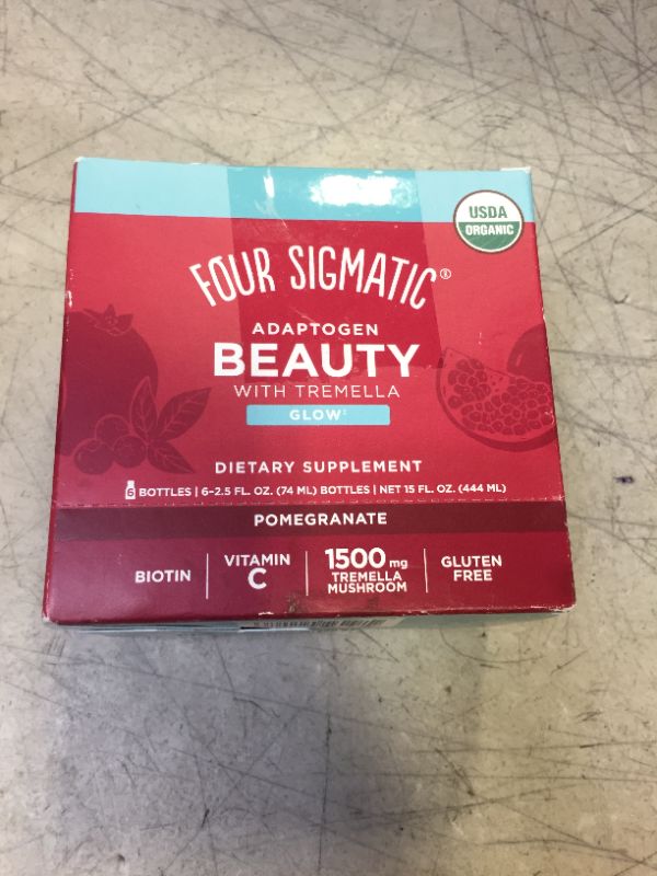 Photo 2 of Adaptogen Beauty Shot by Four Sigmatic | Tremella Powder Infused | Organic Vitamin C with Zinc Drink | Vegan Collagen Booster | Natural Pomegranate Blueberry Flavored Biotin Supplement Shot | 6 Count