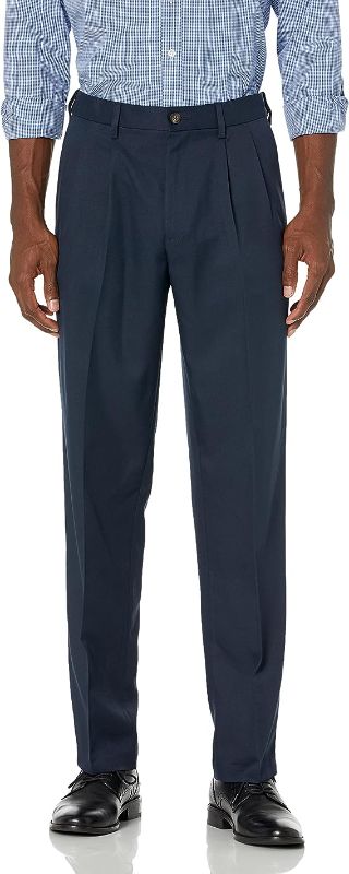 Photo 1 of Amazon Essentials Men's Classic-Fit Expandable-Waist Pleated Dress Pant-SIZE 40W X 32L
