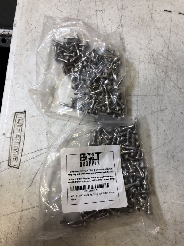 Photo 2 of #10 X 3/4" (1/2" to 2-1/2" Available) Pan Head Self Drilling Screws, Phillips Drive Self Tapping Sheet Metal Tek Screws, 410 Stainless Steel, 100 PCS 2 PCK
