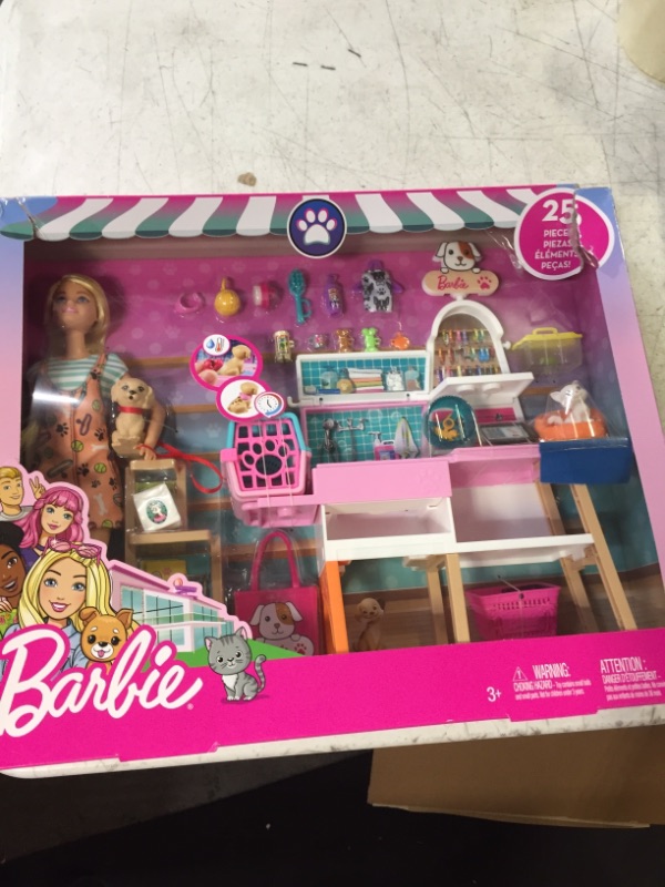 Photo 2 of Barbie Doll (11.5-in Blonde) and Pet Boutique Playset with 4 Pets, Color-Change Grooming Feature and Accessories, Great Gift for 3 to 7 Year Olds