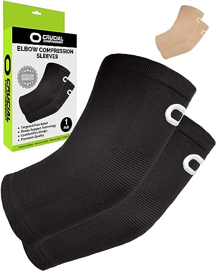 Photo 1 of Elbow Brace Compression Sleeve (1 Pair) - Instant Arm Support Elbow Sleeves for Tendonitis, Arthritis, Bursitis, Golfers & Tennis Elbow Brace, Treatment, Workouts, Weightlifting, Pain Relief, Recovery
