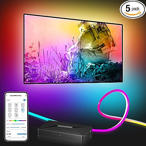 Photo 1 of Aubess LED TV Backlights with HDMI 2.0 Sync Box, WiFi Immersion TV LED Backlights That Compatible with Alexa & Google Assistant for 65" TV, Fancy Sync Box LED Lights That Sync with TV Picture
