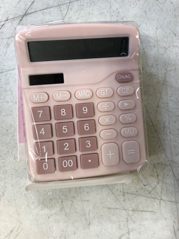 Photo 2 of Podokas Office Calculators Desktop, 12-Digit Dual Power Cute Calculator with Large LCD Display Big Button for Office Home and School (Pink)