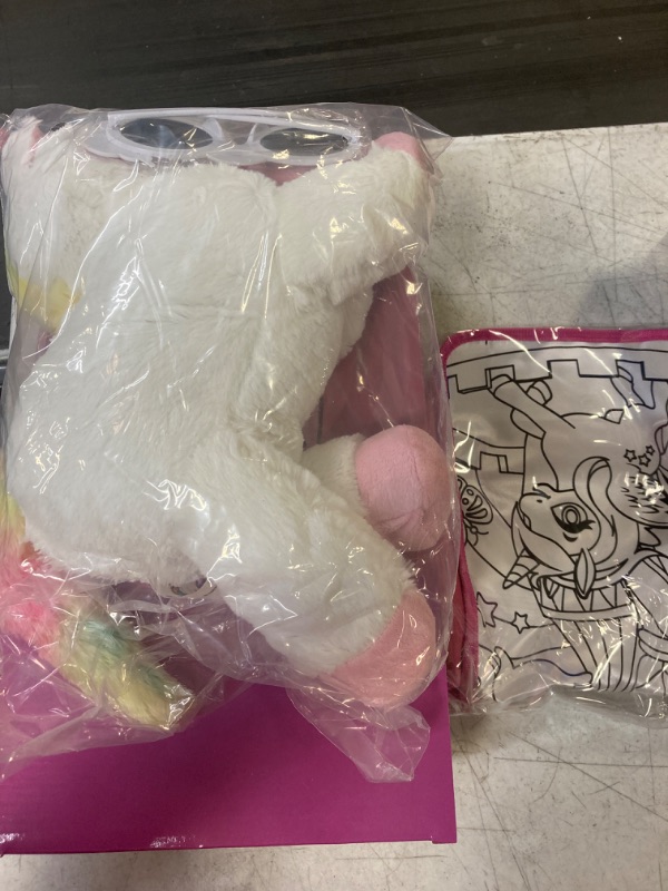 Photo 2 of Dazmers Magical Unicorn Stuffed Animals Gift Set - 15" - Plush Unicor with Pink Sunglasses, Purse, Sparkling Gem Stones, Glitter, and 5 Markers - Perfect for Girls Who Love Unicorns, Stuffed Plushie