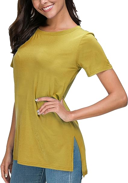 Photo 1 of Herou Summer Women Casual Short Sleeve Tops T-Shirts Tees with Side Split xxl
