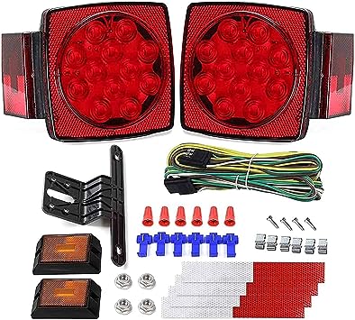 Photo 1 of 12V LED Trailer Light Kit DOT Certified, Utility Trailer Lights for Boat Submersible RV Car with Wire Harness Wafer LED Waterproof All-in-one Tail Light Kit Under 80 Inch
