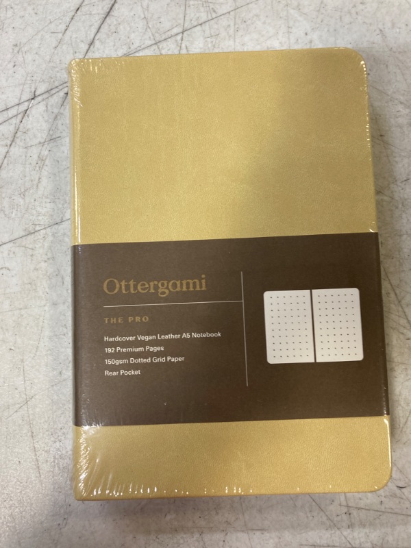 Photo 1 of Ottergami Bullet Dotted Journal |A5 Notebook | Thick 150GSM Dot Grid Journal | Vegan Leather Notebooks for Work| 192 Pages, Inner Pocket, Scribble Test Page & Ribbon Bookmark | The Pro Dotted Sand