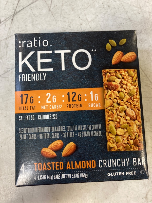 Photo 2 of :ratio KETO Friendly Crunchy Bars, Toasted Almond, Gluten Free Snack, 4 ct Toasted Almond 4 Count (Pack of 1)