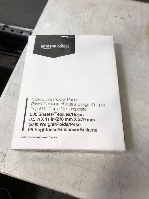 Photo 2 of Amazon Basics Multipurpose Copy Printer Paper, 20 Pound, White, 96 Brightness, 8.5 x 11 Inch - 1 Ream (500 Sheets Total) 1 Ream | 500 Sheets