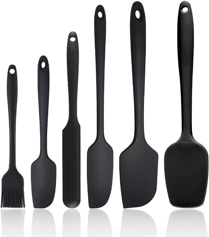 Photo 1 of 6PCS Silicone Spatulas Set for Baking,Cooking and Mixing,High Heat Resistant Non-Stick Dishwasher Safe,Black,By Amber&Sean
