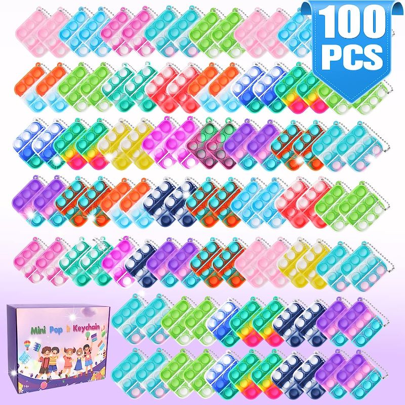 Photo 1 of 100 PCS Mini Pop Fidget Toys Pack Party Favors, Easter Silicone Squeeze Pop Bubble Fidget Bulk Sensory Toys, Pop Keychain Bubble Toy Party Bag Fillers for Kids, Wrap Pop Toy
