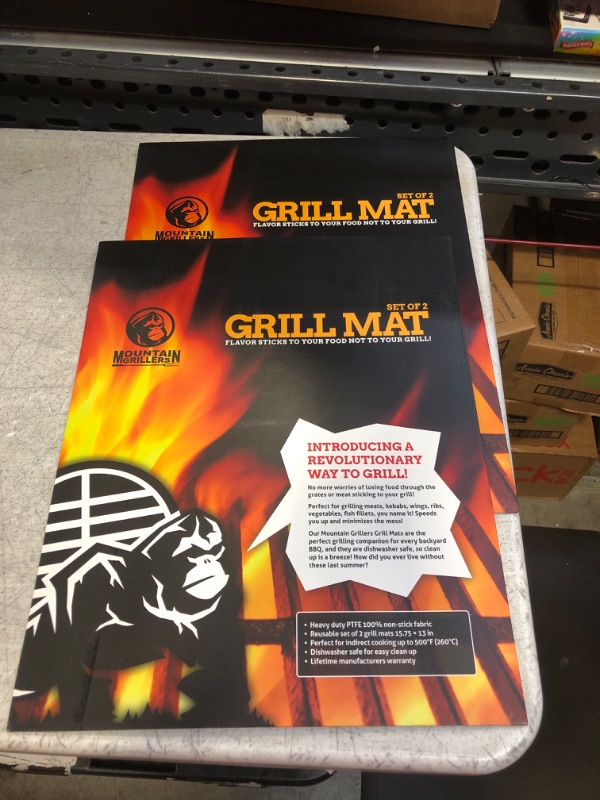 Photo 2 of  ( PACK OF 2 ) Mountain Grillers BBQ Grill Mat Non-Stick - Heavy Duty BBQ Grilling Mats for Gas Grill or Charcoal - Nonstick Grill Mat Outdoor Easy Use - Reusable Set of 2 Grill BBQ Mat
