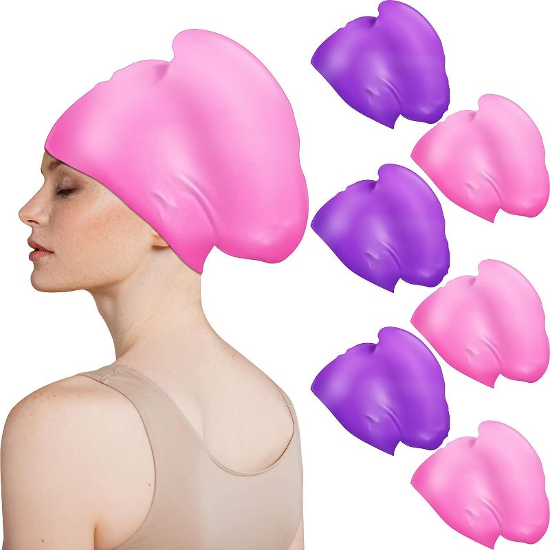 Photo 1 of 6 Pack Long Hair Swim Cap Extra Large Swim Cap for Braids and Dreadlocks Extensions Weaves, Silicone Swim Cap for Women Men Waterproof Swim Hats Bathing Caps to Keep Hair Dry
