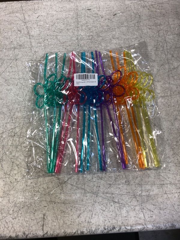 Photo 1 of  Multi-color butterfly straws 18ct