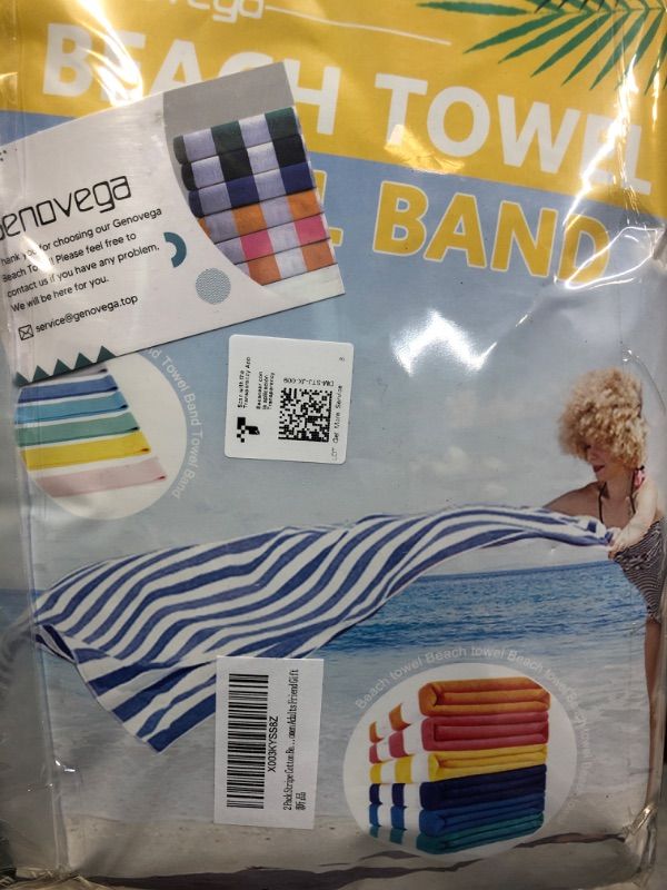 Photo 1 of 2pc stripe beach towels pink/green