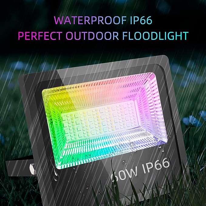 Photo 1 of LED Flood Light 120W Equivalent 1200W, Hedynshine LED Studio Lights RGBCW Full Color + Full Spectrum White Security Lights,Waterproof Outside floodlights with Timmer for Garage Yard Garden Patio