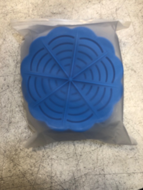 Photo 2 of 2 Pack Air Fryer Silicone Liners, Air Fryer Accessories for 3 to 5 QT, Replacement of Flammable Parchment Paper, Reusable Airfryer Liners Silicone, Baking Tray, Blue+Grey, (Top 8.5in, Bottom 6.6in) Blue+Grey 7.5inch?3 to 5 QT?