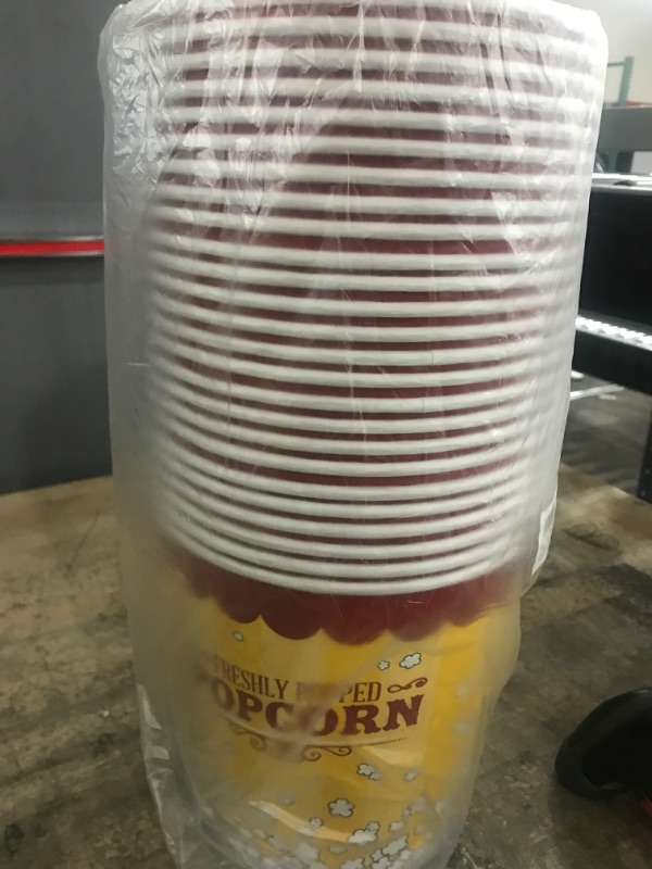 Photo 2 of 130 oz. Popcorn Bucket Cup, Yellow Red Retro Style (25 Buckets) by - Carnival King