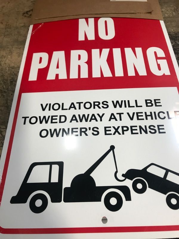 Photo 2 of No Parking Signs - No Parking Signs for Driveways Aluminum 8x12 - No Parking Signs Will Be Towed- Do Not Block Driveway Sign - Please No Parking Sign - No Parking Signs Metal White