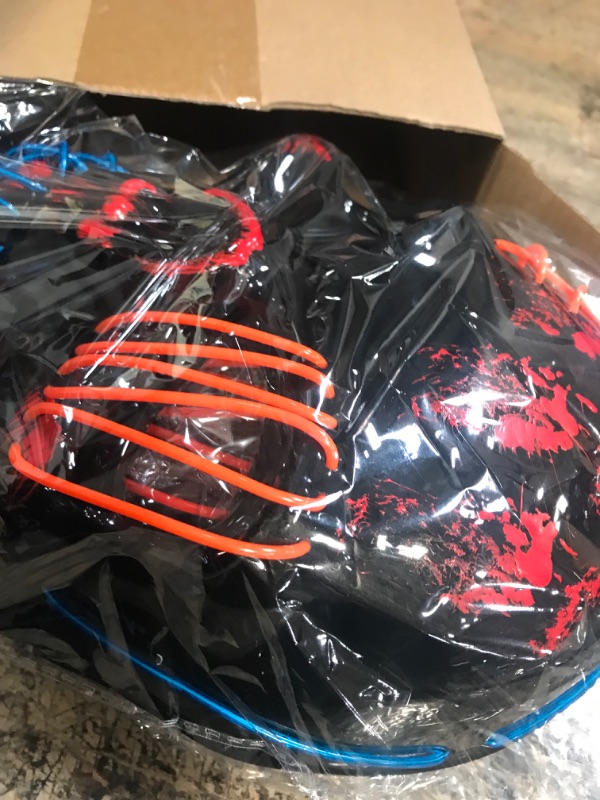 Photo 1 of 2 Pieces Halloween LED Mask Light up Scary Skull Face Cover Glowing Skeleton Mask for Cosplay Costumes Party Supplies Favor Blue Red, Blue Orange