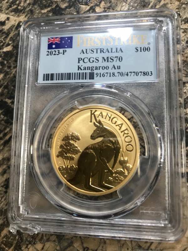 Photo 1 of  FIRST STRIKE AUSTRALIA KANGAROO $100 COIN 2023P