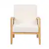 Photo 1 of 25.90 in. W White Short Plush Velvet Upholstered Armchair Accent Chair with Rattan Mesh and Wooden Frame
