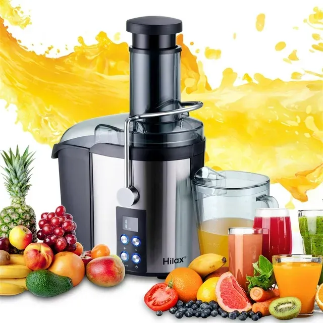 Photo 1 of Hilax 1100W Juicer Machine with Big Wide 3-in Chute?Centrifugal Juice Extractor Maker for Fruits and Vegetables?Easy to Clean?Stainless Steel,BPA-free (Black)
