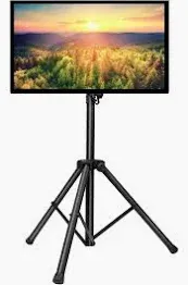 Photo 1 of Portable TV Stand Tripod TV Stand for 23-75 Inch LED LCD OLED for Flat Screens, Outdoor TV Stand with Mount, Height Adjustable, Hold up to 100 lbs, Max VESA 600x400m, Black TV Stand