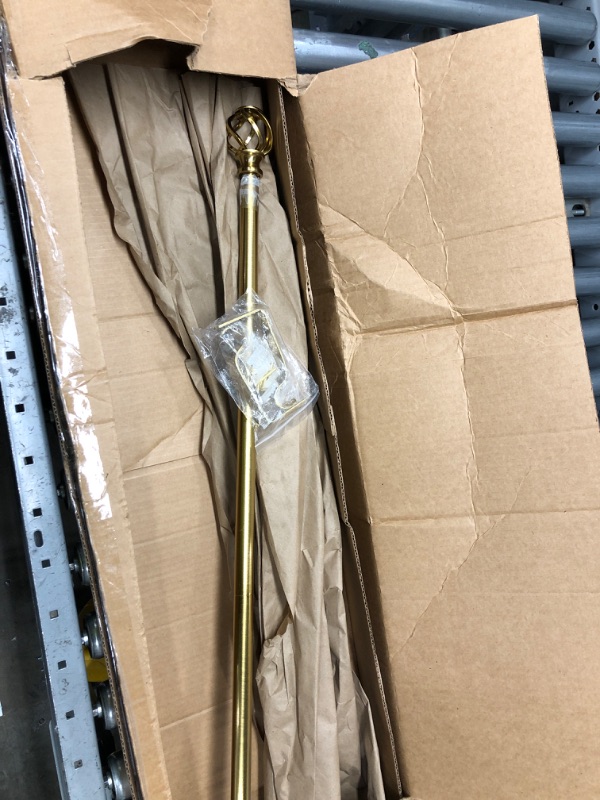 Photo 1 of **PARTS ONLY** STOCK PHOTO FOR REFERENCE ONLY**
3/4-Inch Diameter Decorative Single Window Curtain Rod with Round Twisted Cage Finials, 48-84 Inches, Gold