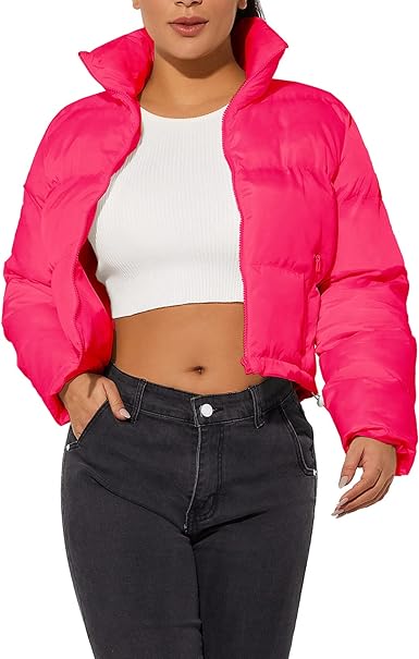 Photo 1 of Hujoin Women's Crop Short Jacket Cropped Puffer Fashion Jackets for Women Warm Winter Lightweight Coat X-SMALL