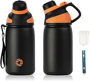 Photo 1 of Fjbottle Insulated Water Bottle, Wide Mouth14oz Vacuum Stainless Steel Kids Thermo Flask, BPA-Free Leak-Proof Chute Mag Reusable Sports Water Bottle for Travel School Outdoors Fitness(Black)