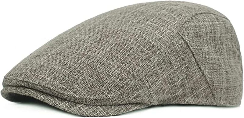 Photo 1 of KeepSa Men Pure Cotton Hemp Newsboy Peaked Cap Flat Cap Gatsby Ivy Breathable Irish Hat Driving Hunting Hat,56-59