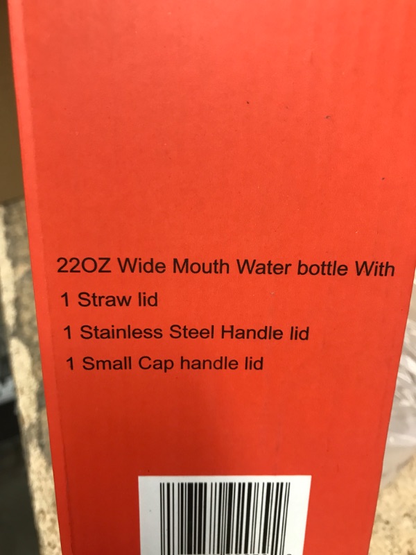 Photo 3 of 22 oz Water Bottle with 1 straw lid 1 stainless steel handle lid and 1 small cap handle lid