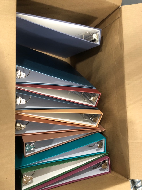 Photo 2 of Ctosree 10 Pcs Heavy Duty 3 Ring Binder with 2 Pockets Multicolor Hardcover Binders Loose Leaf Binder for Letter Size Paper School Office Home, 10 Colors (Business Color,1.5") Business Color 1.5"