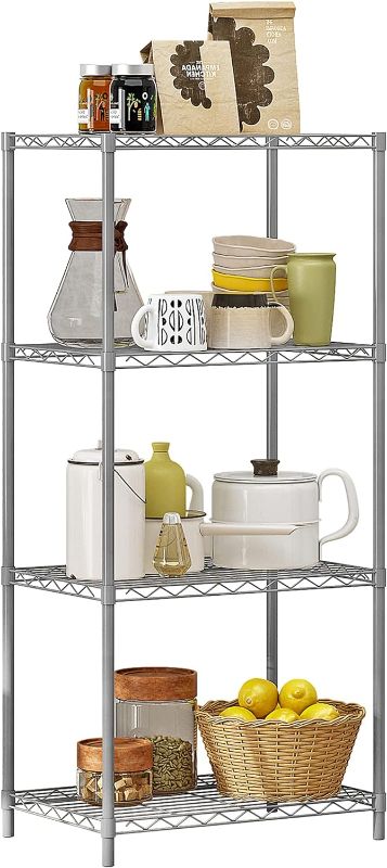 Photo 1 of **SEE NOTES**HOMEFORT 4-Tier Wire Shelving 4 Shelves Unit Metal Storage Rack Durable Organizer Perfect for Pantry Closet Kitchen Laundry Organization in Grey,21”Wx14”Dx46.5”H
